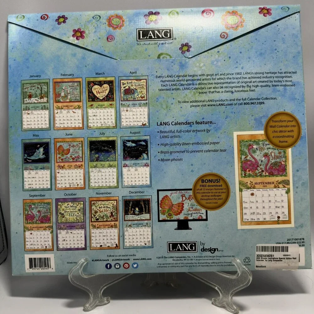 Lang Special Edition Simple Inspirations 2020 Wall Art Calendar Debi Hron